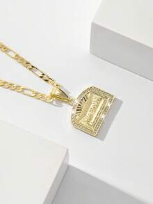 1件欧美经典铜镶嵌耶稣最后的晚餐守护光限量版吊坠项链，适合圣诞节/感恩节/万圣节/母亲节/情人节送给情侣/朋友/信徒，天主教初领圣体礼物，日常及节日佩戴祈祷。 - 金黃色 - 查看 3