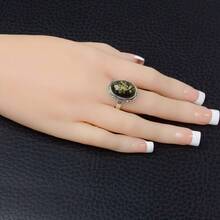 - Anillo ovalado de plata de ley y verde bltico - 5 - Ver 2