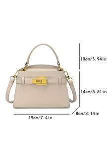 Fashionable Classic Elegant Women's Handbag; Suitable For Shopping, Commuting, Practical Lightweight Easy To Store Square Bag - White - View 5