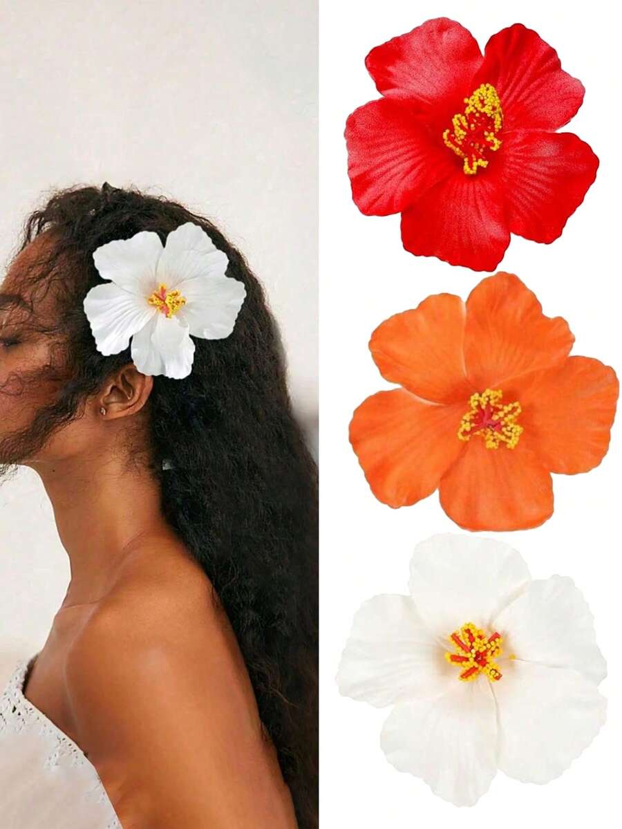 Bộ 3 kẹp tóc hoa Hawaii, kẹp tóc hoa giả dành cho nữ, thích hợp cho kỳ nghỉ, bãi biển, tiệc tùng, phụ kiện tóc hoa nhiệt đới mùa hè, đám cưới, tiệc tùng, quà tặng ngày lễ cho bé gái, quà tặng Ngày của Mẹ, ghim cài tóc. - Nhiều màu - Xem 1