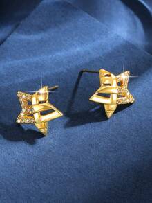 1 par de Brincos com Zircônia Cúbica em Estilo Coreano com Desenho de Estrelas, Joia Presente de Amizade para Uso Diário e Festivais, para Meninas/Adolescentes - Amarelo - Visão 8