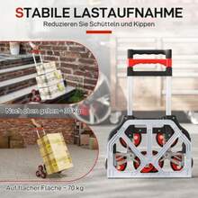 HOMCOM Folding Stair Climbing Trolley, 6-Wheel System, 70 Kg Load Capacity, Aluminum, Red