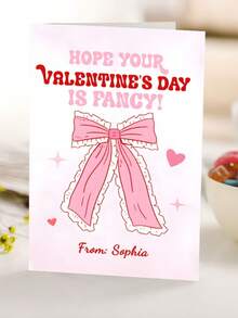 Customizable Valentine's Day Card With Envelope, Customizable Text Content, Designed With Ruffle Edges, Bow, And Heart Patterns, Suitable For Valentine's Day Cards, Elegant Romantic Messages, Gift Attachments (Includes Envelope) - Multicolor - View 7