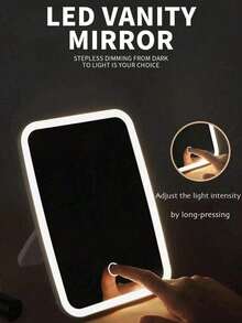 1pc LED Makeup Mirror With Front Lights, 3 Lighting Modes Rechargeable Vanity Mirror, Modern Style With Battery Touch Control, Portable Foldable Makeup Mirror, Ideal For Everyday Use, Gifts For Women, Students, INS Style Design - Nhiều màu - Xem 2