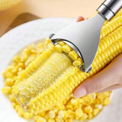 Stainless Steel Corn Peeler, Ergonomic Handle Corn Sheller, Serrated Corn Stripper, Corn Cob Peeler, Vegetable Peeler, Fruit & Vegetable Tool, Multifunctional Kitchen Tool