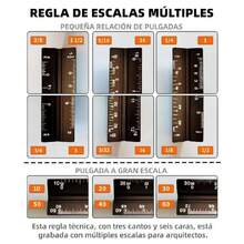 Lumbor37 Geometría 6 Piezas, Juego de Geometría Grande, Regla de Escala, Adecuado para Estudiantes, Ingenieros Y Arquitectos, Equipado con una Regla Triangular Metálica Imperial,40946074 - Multicolor - Ver 6