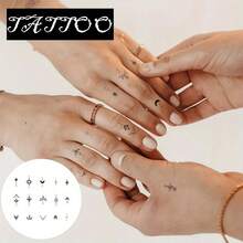 Non-Permanent Tattoo Technology, Moon & Sun Inspired Finger Tattoo Stickers, Beautifully Designed, Natural Matte Finish, Beginner-Friendly Tattoos, Water-Resistant Lasting 1-2 Weeks, Super Easy To Apply, Looks Great - Black - View 2