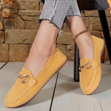 1 Pair Women's Casual Slip-On Flat Loafers, College Style Versatile Yellow Moccasins For Daily, Outdoor, Commute, Sports, Suitable For All Seasons, Ramadan/Holiday Gift - Turmeric 10 - View 8