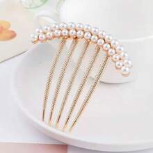 2pcs - 1pc Zinc Alloy Faux Pearl Hair Clip Comb, Women Rhinestone Side Comb, 5-Tooth Hair Comb, Elegant Hair Accessory, Suitable For Daily Wear And Wedding/Holiday, Headpiece, Hair Accessories - 1 - View 7
