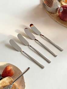 1/2件套简约风格银色不锈钢平头黄油刀，奶酪甜点刀，早餐涂抹刀，面包黄油果酱刀，高品质餐具，家用三明治涂抹切片刀 - 彩色 - 查看 7