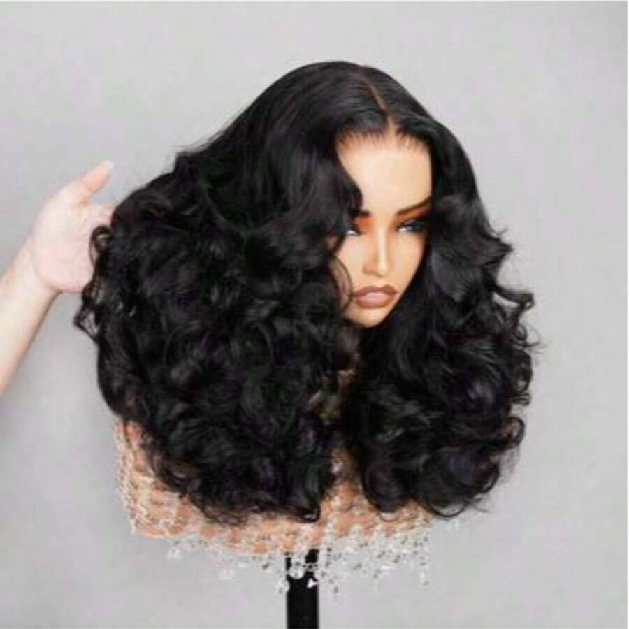 Bob Wig Human Blended Hair 13x4 Frontal Lace Wig 8-36 Inch Body Wave 180% Density HD Transparent Lace Front Wigs Human Blended Hair Wigs For Black Women Pre Plucked Natural Black - Natural & Black - View 1