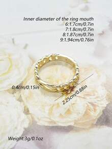 1枚极简链戒指，送给男友、父亲、情人节、圣诞节、感恩节的珠宝礼物 - 金色 - 查看 2