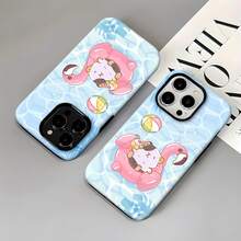 Estuche para teléfono Hamster Pool Party Compatible con estuches para teléfonos   17  16 Pro Max  15 Pro Max  13 y  12 Hecho de material 2 en 1 que brinda protección contra golpes y caídas Un regalo divertido para familiares, amigos, amantes, novios/novias y celebraciones de verano - Blanco - Ver 1