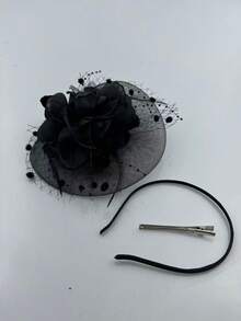 1件女士复古20、30、50年代风格头饰，配有蝴蝶结、花朵和面纱，适合婚礼、下午茶派对等场合。 - 彩色 - 查看 3