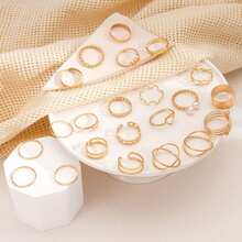 22件/套可调节多关节戒指，心形和蝴蝶造型，女士戒指 - 戒指套裝 - 查看 4