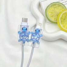 可爱3D闪亮海龟造型充电线保护套，兼容数据线、iPad、USB Type-C/L接口