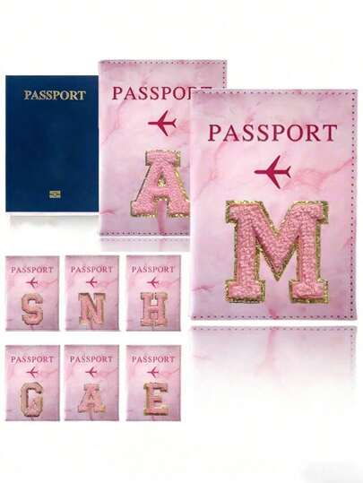 PU Leather Passport Holder With Embroidered Letter, Credit Card Slots, ID Card Wallet, Travel Accessories, Wedding Gift, Multifunctional Protective Case For Protecting Important Travel Documents During Cross-Border Flights, Can Be DIY As Passport Cover, Passport Box, Passport Wallet, Passport Bag, Suitable For Vacation, Back To School, Essential Travel Passport Ticket Holder For Men And Women, Casual Card Holder ,Travel Essential Bag