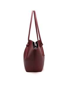 Dedoo Fashionable Large Capacity Trapezoid Design Lock Closure Women's Shoulder Bag, Luxury PU Leather Tote Handbag, High-Quality Underarm Bag - Red - View 9