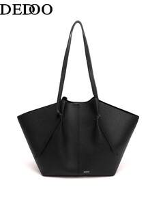 Dedoo Fashionable Large Capacity Trapezoid Design Lock Closure Women's Shoulder Bag, Luxury PU Leather Handbag, High-Quality Underarm Bag - Black - View 10