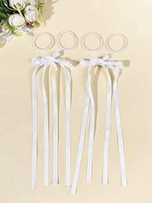 6pcs/Set Women's Fashion Long Ribbon Bow Hair Clips & Scrunchies Combo, Versatile Casual Elegant Cute Bow Hair Accessories, Suitable For Daily Commute, Holidays, Parties, Outings, Gifting - Multicolor - View 10