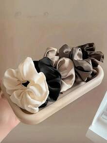 5pcs Ballet Bun Satin Scrunchies - Silky Texture For Girls, Suitable For Various Hair Volumes, Autumn/Winter Multi-Occasion Use - Bộ năm món nhiều màu - Xem 1