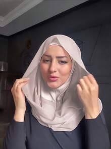 1件拉法帽头巾，一体式头带头巾，无缝针织头巾，可遮盖颈部，轻盈弹力面料，适合祈祷、旅行、工作、日常佩戴 - 灰米色 - 查看 7