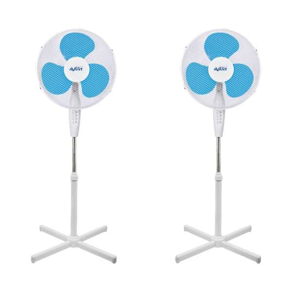 Ventilateur sur pied AVANT 40 cm (16") 45 W - Lot de 2 unités, 3 vitesses, fonction oscillante et tête inclinable - Qualité garantie