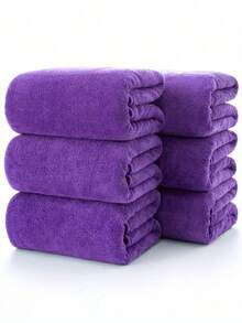 1pc/2pcs/4pcs Coral Fleece Solid Color Soft Absorbent Non-Shedding (Thin & Light) Convenient Unisex Home Daily Use Quick Dry Hair Towel, Face Towel, Bath Towel, Blanket, Nap Blanket, 34*75cm Towel 1pc Or 70*140cm Bath Towel 1pc Or 40*80cm Oversized Towel 1pc Or 90*170cm Oversized Bath Towel 1pc Bathroom Decor - Purple - View 5