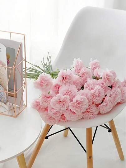 10pcs Artificial Pink Carnation Bouquet, Suitable For Home Decor, Wedding, Bridal Bouquet, Anniversary, Birthday And Various Floral Arrangements, Fit For Home, Office, Valentine's Day Decor, Mother's Day DIY Bouquet, Wedding Decor, Party Decor, Hotel Decor, Tabletop Decor