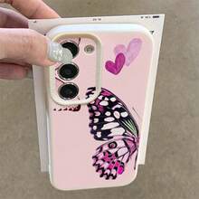 1个TPU蝴蝶图案半包手机壳，兼容三星A15/A14/A13/A12/S24/S23/S22/S21/S20/S10/A72/A73/A71/A50/A53/A52/A32/A31/A05S - 白色 - 查看 1