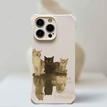 Cats Reflection Quote Believe Possible フォーコーナー ランヤード電話ケース Apple  12 Pro 7 Plus XS Max SE (2022) XR 11 15 X 16 8 13 14 (2020)を使う、モバイルアクセサリー、電話の保護、引用デザイン、スタイリッシュなカバー、しなやかなシェル、耐久性のある材料、軽量カバー、カバー、猫ちゃん家、ギフトショッパー - ミルキーホワイト2 - チェックする 10