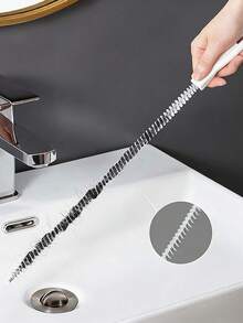 长柄管道疏通器，柔性毛发清除管道刷，适用于浴室厨房水槽淋浴管道堵塞的管道清洁工具，管道清洁用品 - 白色 - 查看 3