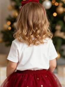 Disney White Background Minnie Mouse Red Polka Dot Bow Playful Winking Chin-Resting Print Kids' Short Sleeve T-Shirt - Sweet And Adorable Casual Top - White - View 3