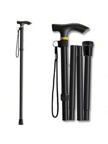 4 节超轻可调节折叠手杖，带橡胶头 - 伸缩式徒步登山杖，适合老年人和青少年，铝合金设计，徒步配件