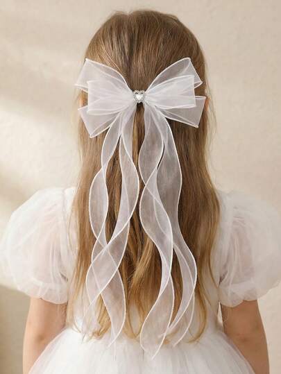 1 pieza Accesorio de cabello con lazo blanco minimalista y sobredimensionado, adecuado para uso diario, bodas, fiestas y actuaciones