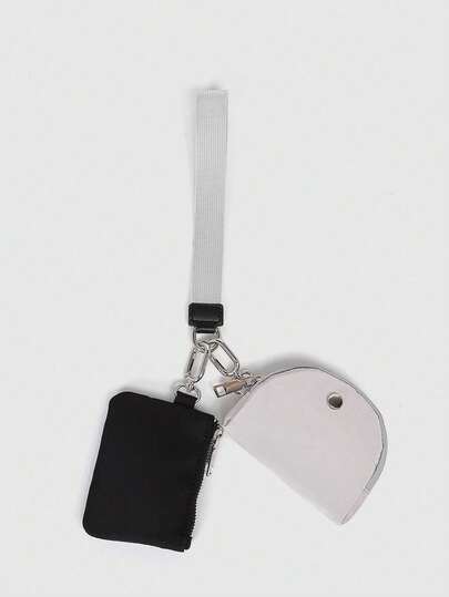 多功能撞色时尚女士腕包，便携简约卡包零钱包