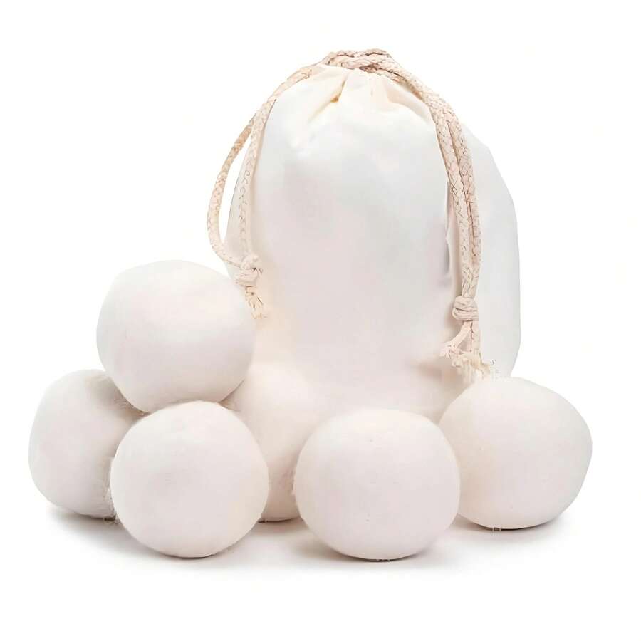 6 Pack Wool Dryer Balls Natural Fabric Softener, Reusable, Reduces Clothing Wrinkles And Saves Drying Time, Better Alternative To Plastic Balls And Liquid Softener 2.9 Inch - trắng - Xem 1