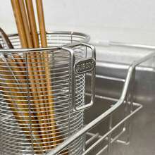 1件装不锈钢壁挂式餐具刀具展示架，带排水孔 - 重型节省空间立式叉勺架、碗碟晾干架、卫生储物架（适用于小空间） - 銀色 - 查看 3