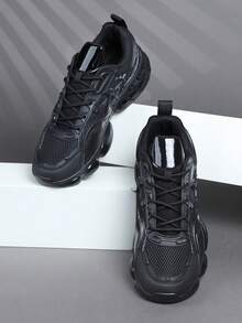 男士低帮运动鞋、休闲跑鞋、健步鞋、日常时尚运动鞋、网球街头服饰 - 黑色 - 查看 4