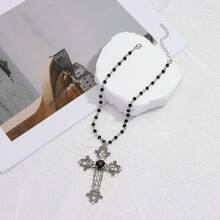 1件哥特式十字架吊坠项链，朋克风格颈链，日常百搭 - 彩色 - 查看 12