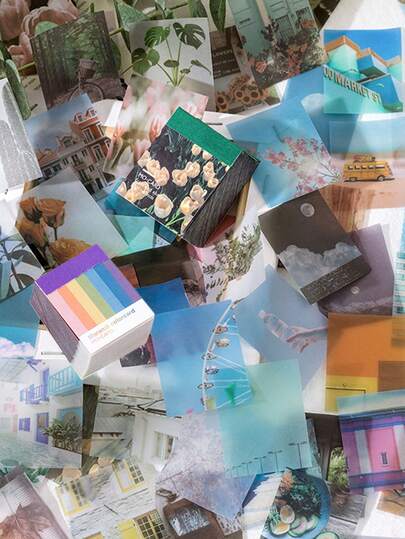 366张/本复古风格素材本，每日一页系列，迷你复古清新装饰剪贴簿纸，适用于每日计划DIY、桌面装饰，也可作为礼品装饰材料