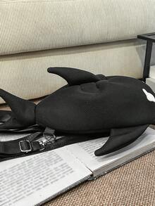 Couple Shark Shaped Multifunctional Small Backpack With Detachable Adjustable Shoulder Straps, Suitable For Casual Daily Use - Black - View 5