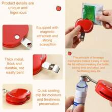 2 chiếc dụng cụ mở nắp chai hình quả táo có nam châm, dụng cụ mở nắp bia/đồ uống dễ thương, kẹp niêm phong đa năng dùng cho tủ lạnh. - Nhiều màu - Xem 3