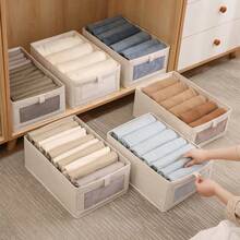 1pc Rectangular Home Storage Box, Visible Storage Bag With Window - Multipurpose Storage Container For Clothes, Socks, Underwear, Toys, Crafts, Books, School Supplies, Snacks - Beige - View 10