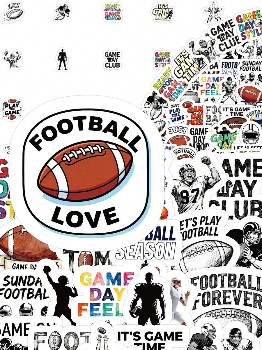 81/162 Pcs American Football Stickers, Game Day Decals, Vintage Graffiti Style With Player Silhouettes, For Fans Phone Case Laptop Water Bottle Scrapbook Supplies Funny Stickers Scrapbooking Supplies Kindle - Multicolor - View 1