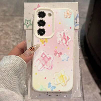 כיסוי טלפון TPU אחד עם דוגמת כוכבים ומשובצים בצבעי הקשת תואם ל- A15/A14/A13/A12/S24/S23/S22/S21/S20/S10/A72/A73/A71/A50/A53/A52/A32/A31/A05S