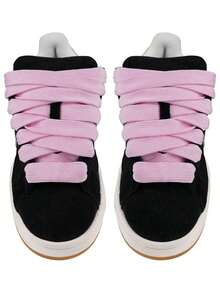 1 Pair Flat Shoe Laces (120cm/47.24inch)For Sneakers,Men's And Women's Shoelaces, Women Men Sneakers Shoes, Casual Shoes,White Shoes - Pink - View 4