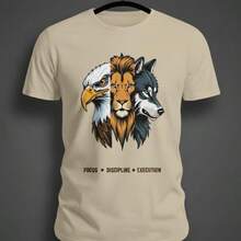 camiseta estampada 100% algodao premium cores vibrantes que nao desbotam tecido leve e respiravel - Bege - Visão 1