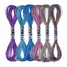 Set de 19 colores de hilos metálicos de bordado, 152 metros por color, hilos de poliéster brillantes adecuados para punto de cruz, pulseras de la y manualidades DIY - Set de 19 colores - Multicolor - Ver 17