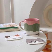 1/2/3/4 件装猫咪造型硅胶杯垫，耐热垫，马克杯垫，饮料杯垫，碗垫，防烫，防水，耐热，加厚餐垫。耐热饮料杯垫。 - 彩色 - 查看 2